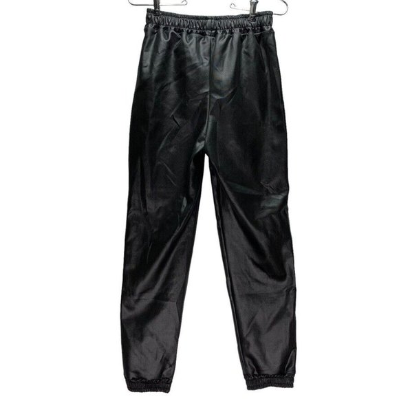 I-X London‎ Women's Black Faux Leather Cuffed Joggers - Malaya Size 8 - Picture 3 of 9